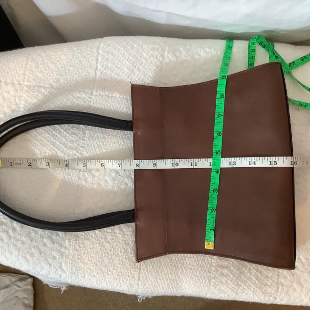 Christian Livingston shoulder hand bag brown black leather - Picture 7 of 9